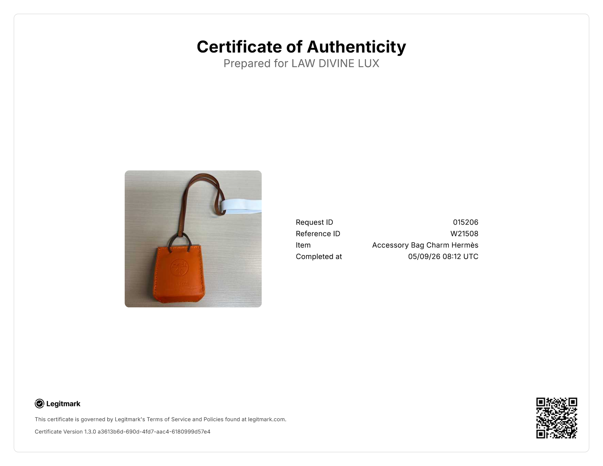 Hermes Orange Bag Charm W21508