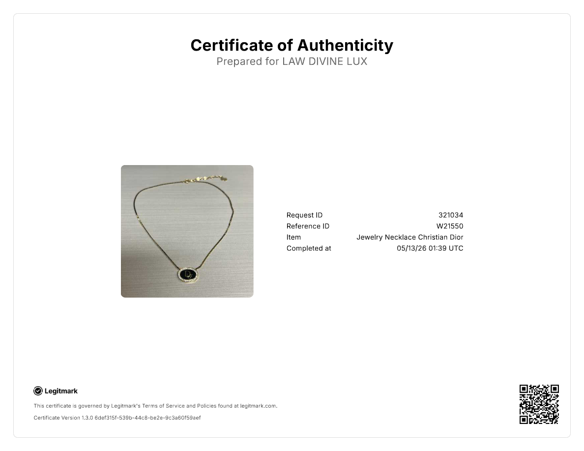 Christian Dior Vintage Black Oval Monogram Logo Rhinestone Necklace W21550