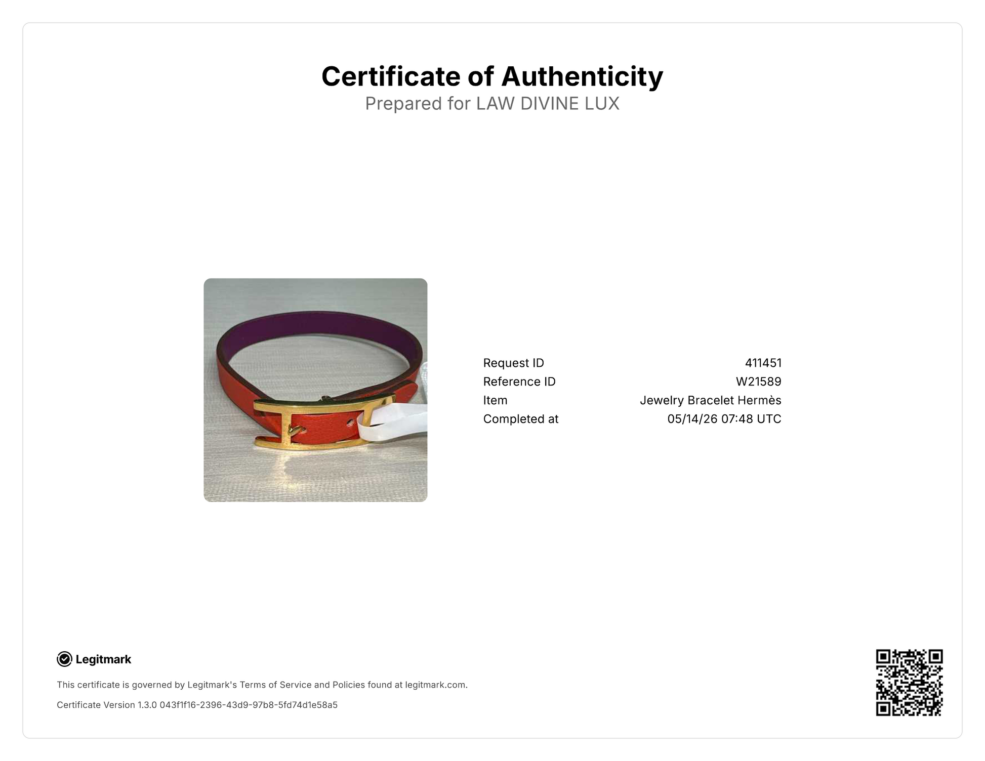 Hermes Behapi Double Tour Bracelet W21589
