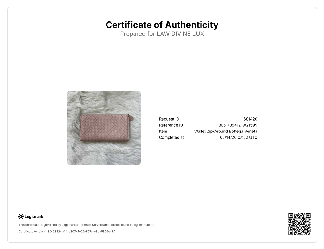 Metallic Nappa Intrecciato Zip Around Wallet Pink W21599
