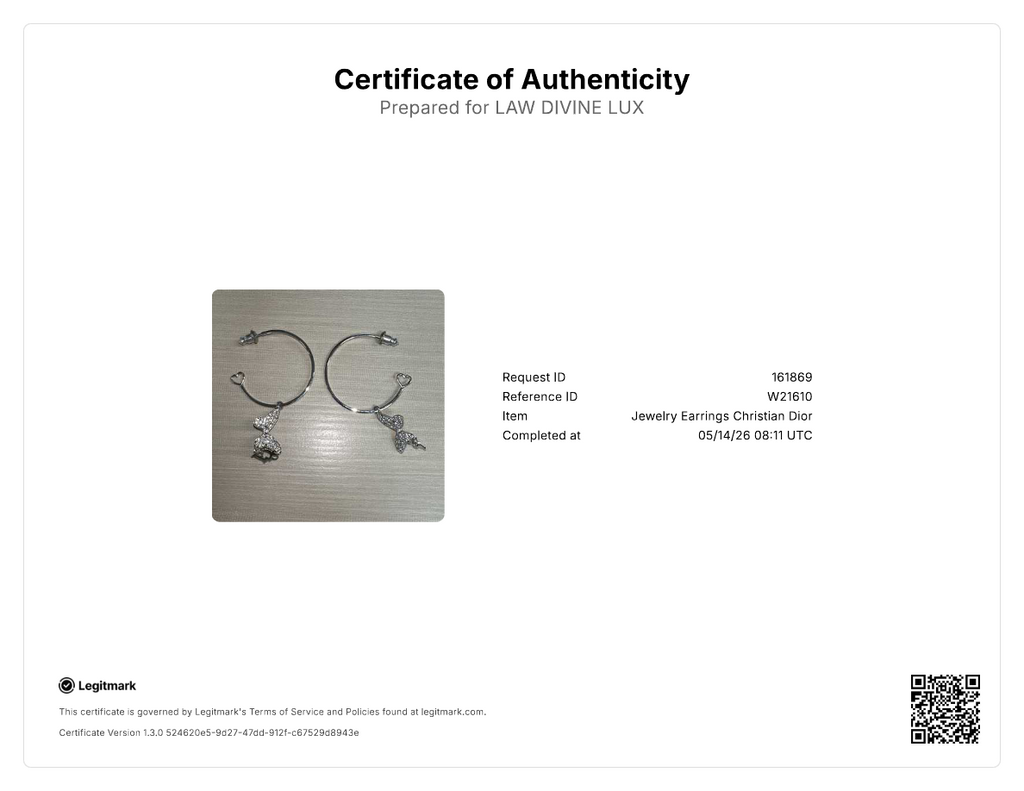 Christian Dior Metal Crystal Butterfly Logo Hoop Earrings W21610