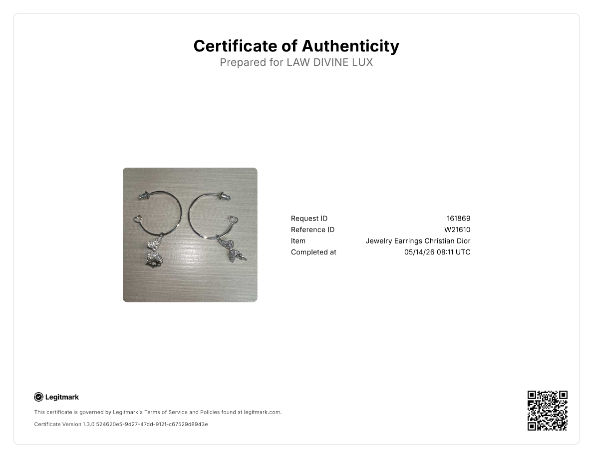 Christian Dior Metal Crystal Butterfly Logo Hoop Earrings W21610