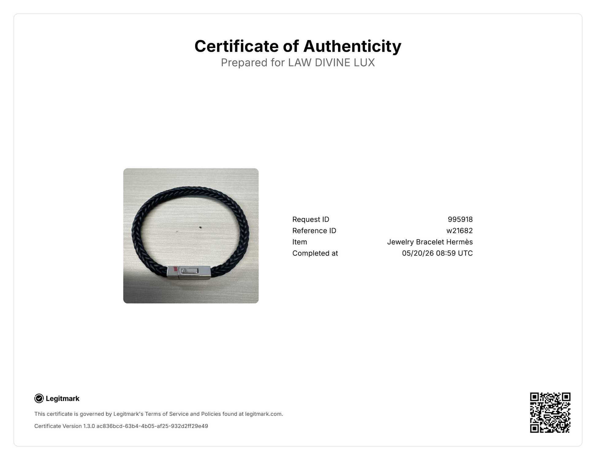 Hermes Braided Leather Bracelet with Stainless Steel Clasp W21682