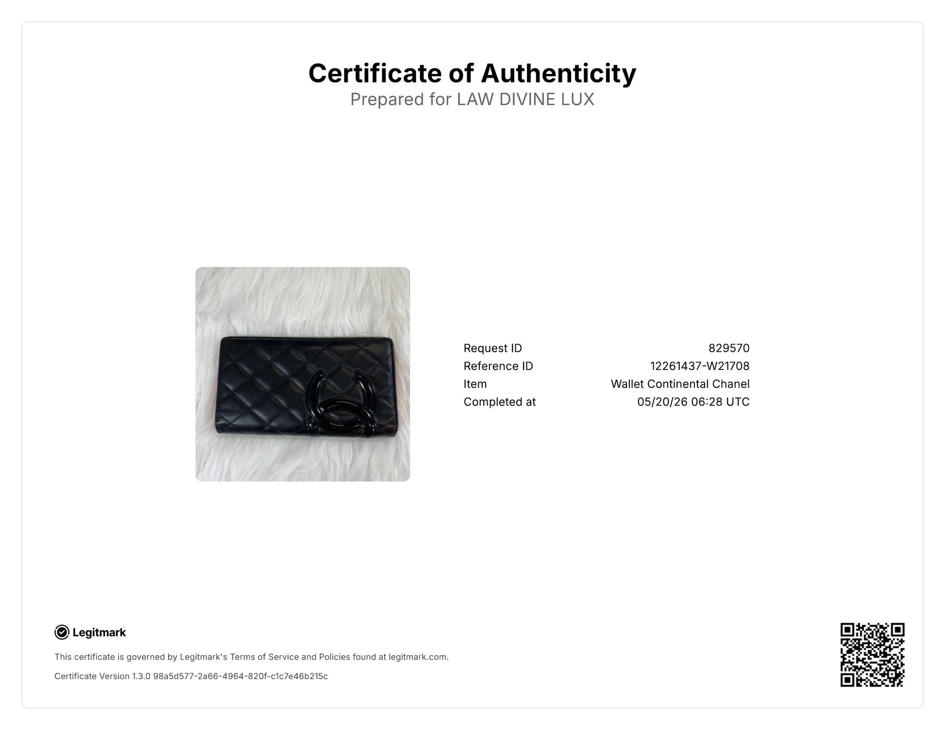 Chanel Cambon Line Bifold Wallet W21708