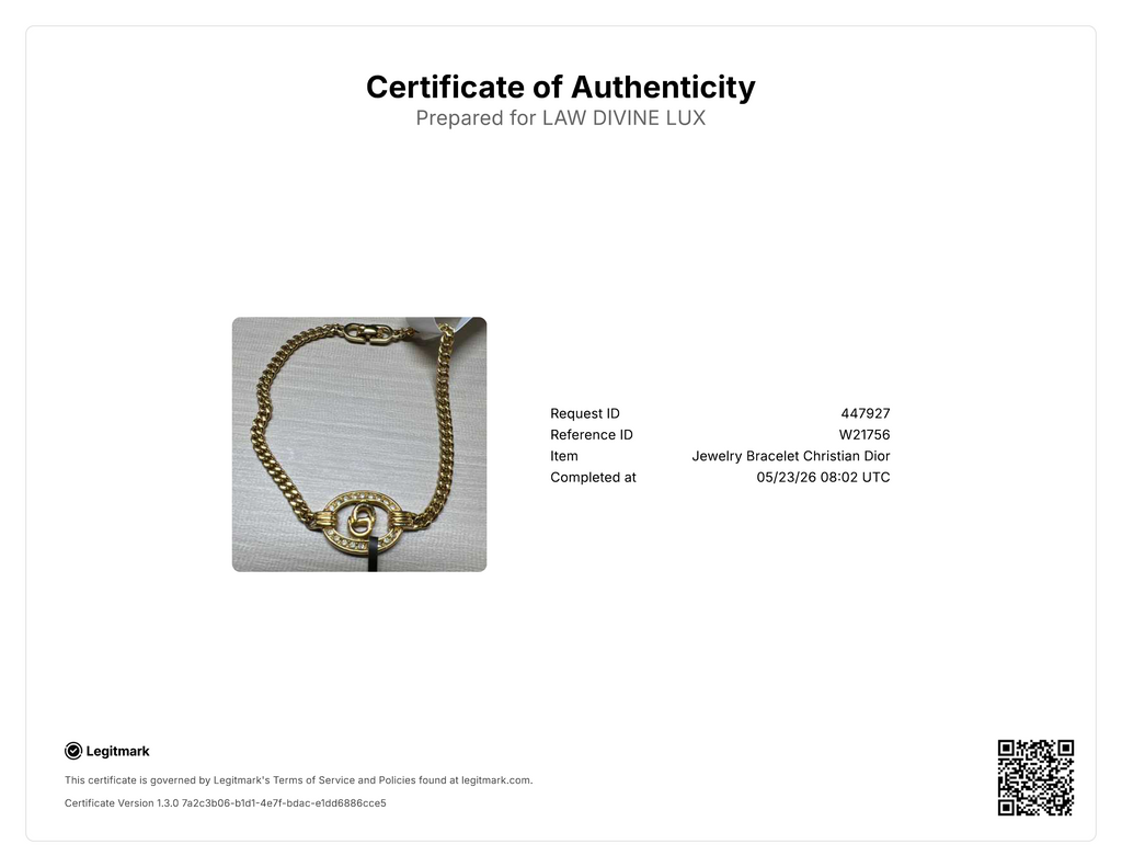 Dior Vintage Crystal Oval CD Logo Curb Chain Bracelet W21756