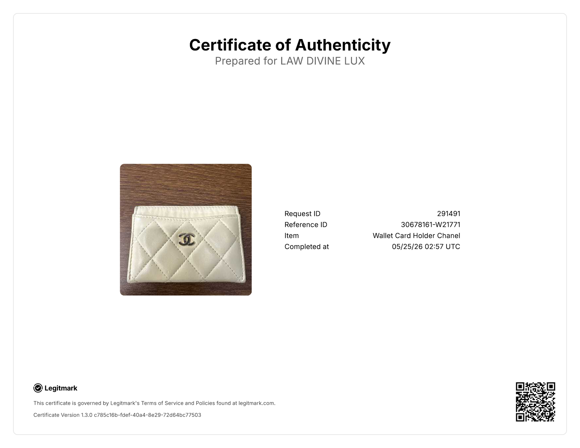 Chanel Classic Card Holder Quilted Caviar W21771