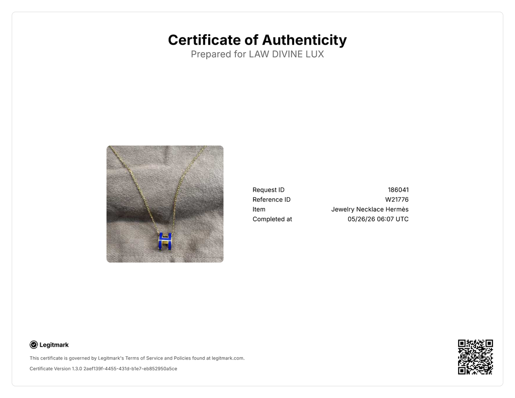 Hermes Pop H Pendant Necklace Bleu Saphir Gold Hardware W21776