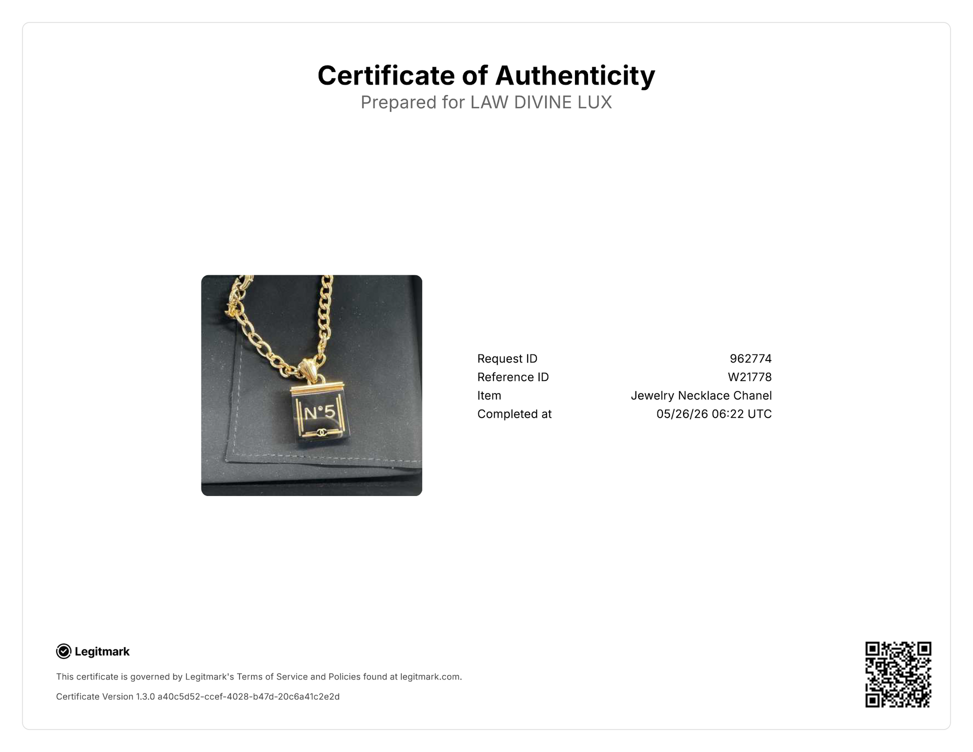 Chanel No.5 Perfume Bottle Charm Bracelet W21778