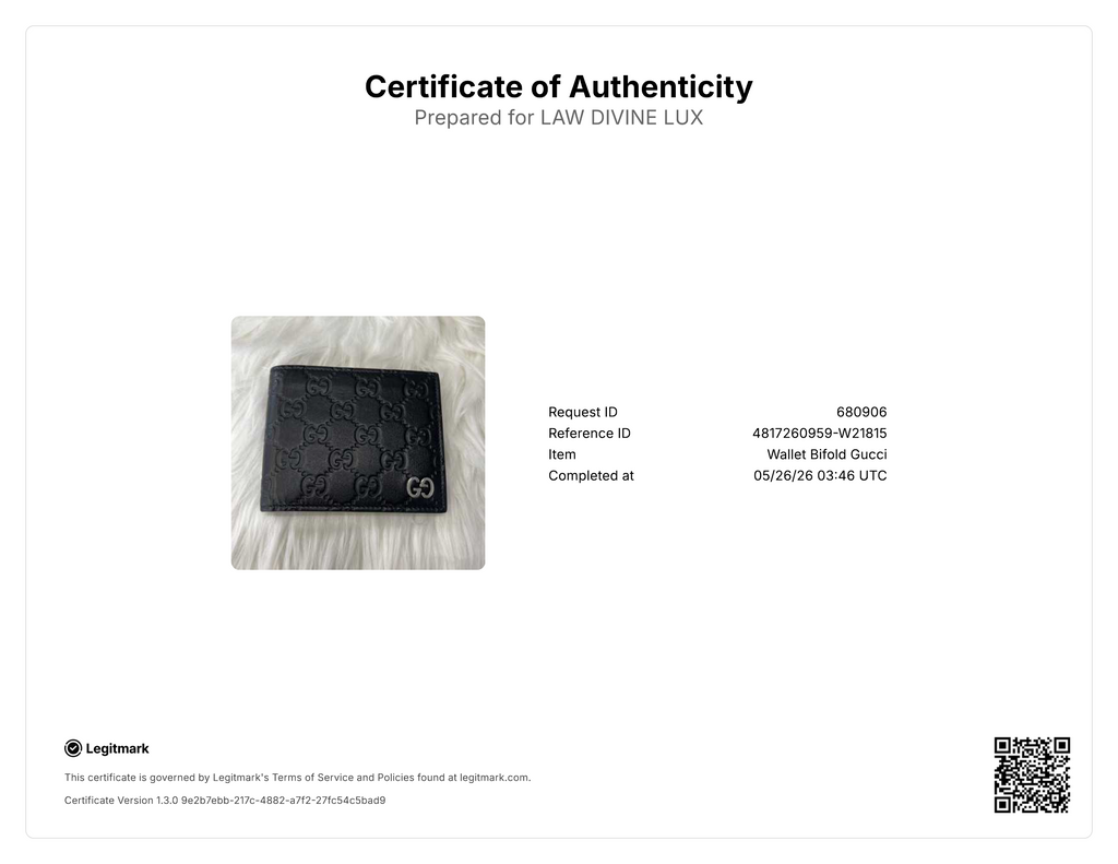 Gucci Signature Leather Bi-Fold Wallet with Metal GG W21815