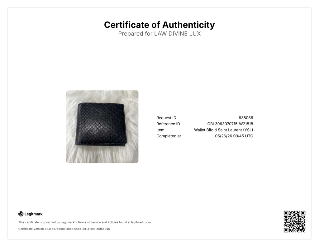 Saint Laurent Exotic Python Skin Compact Bi-Fold Wallet W21818