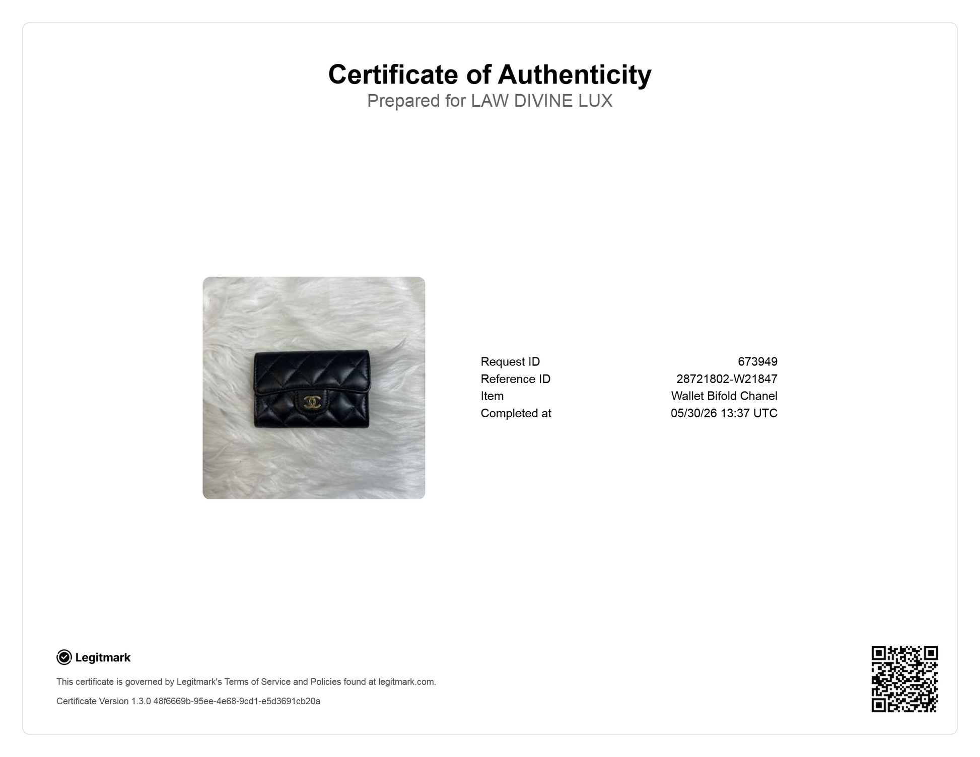 Chanel Classic Flap Card Case W21847