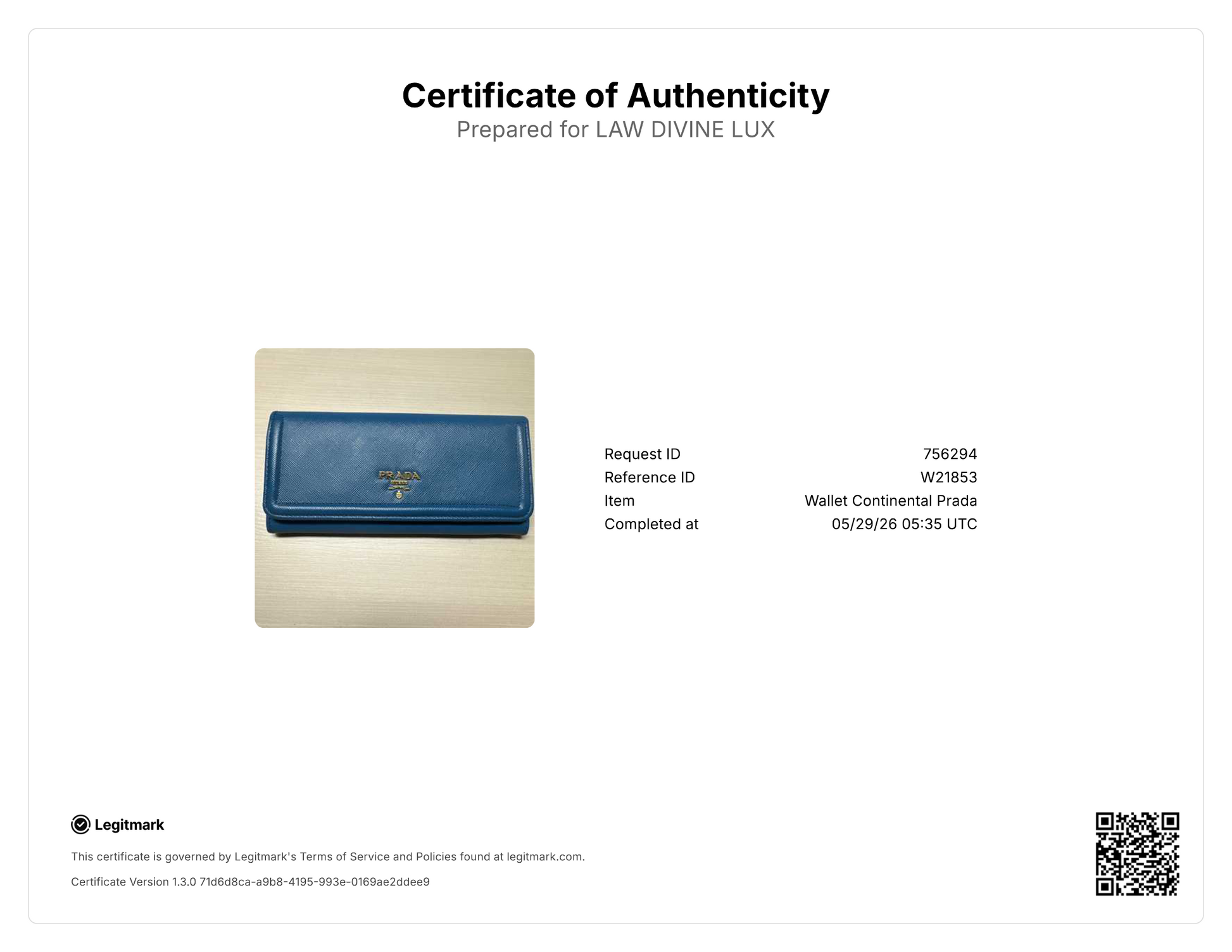 Prada Saffiano Metal Continental Flap Wallet W21853
