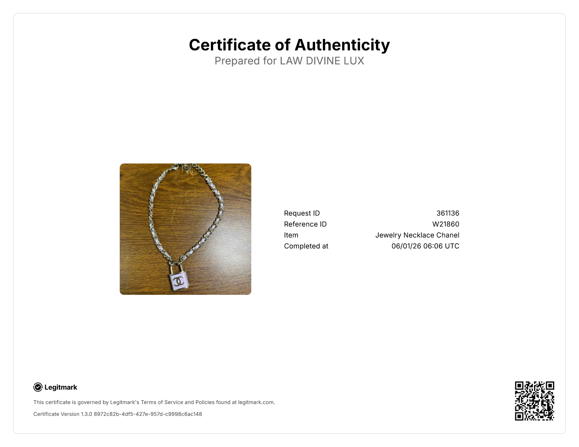 Chanel padlock necklace W21860