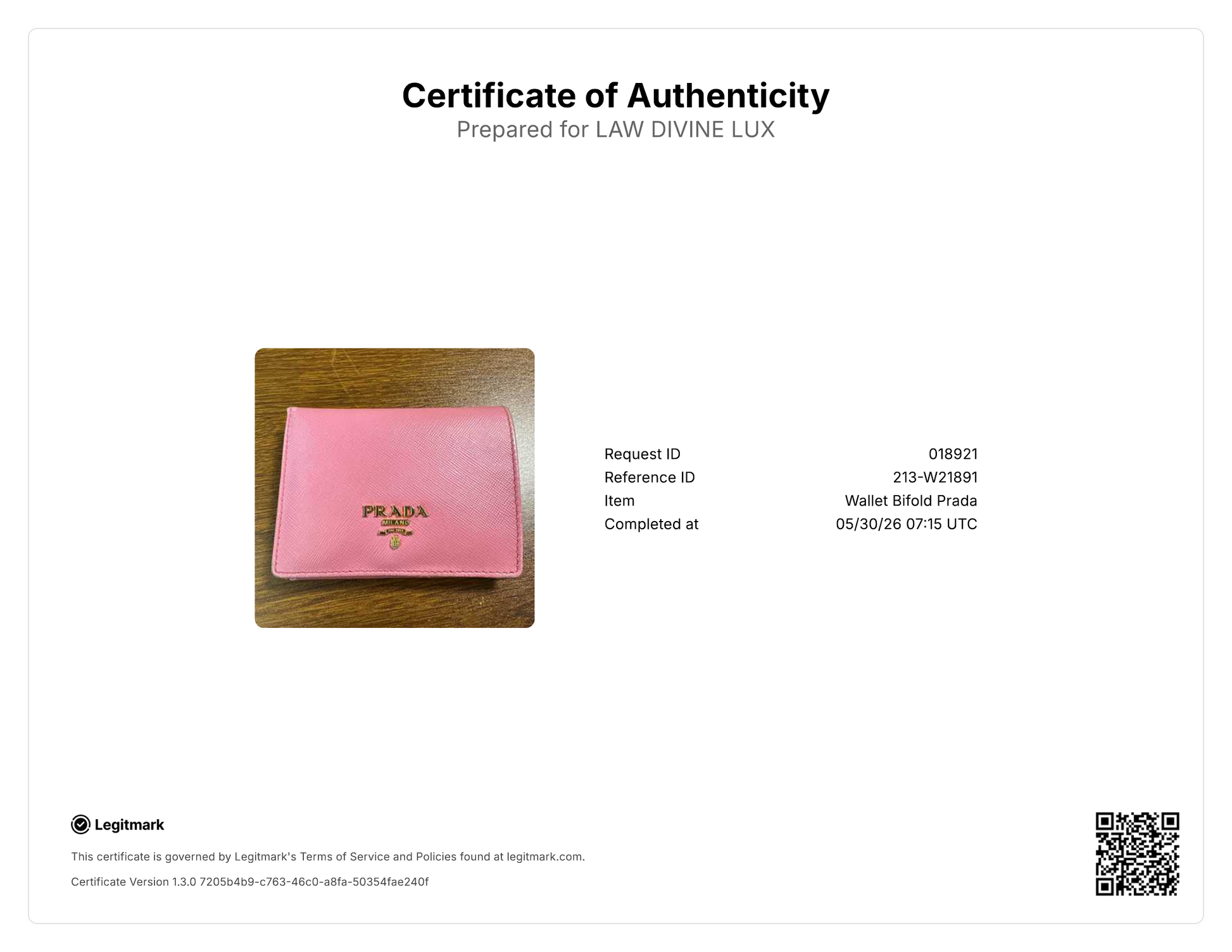 Prada Saffiano Leather Wallet W21891