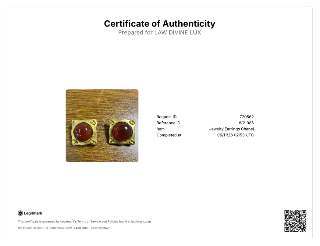 Chanel Vintage Square Red Gripoix CC Logo Corner Clip-On Earrings W21986
