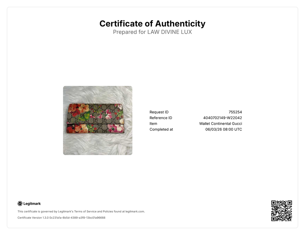 Gucci GG Blooms Supreme Canvas Continental Flap Wallet W22042