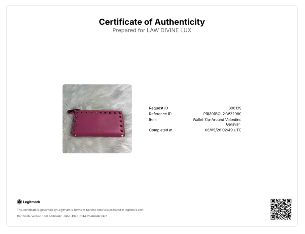 Valentino Garavani Rockstud Leather Zip-Around Continental Wallet W22060