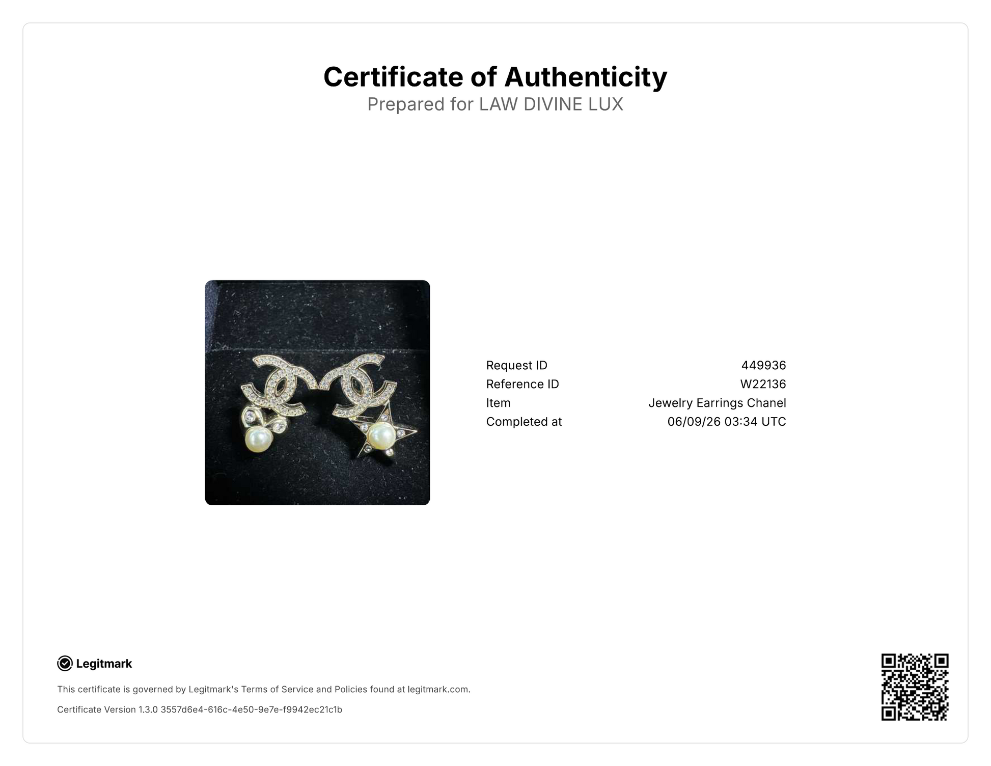 Chanel Crystal Pearl CC Star Heart Asymmetric Earrings W22136