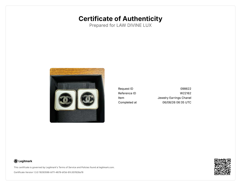 Chanel Enamel CC Square Stud Earrings W22162