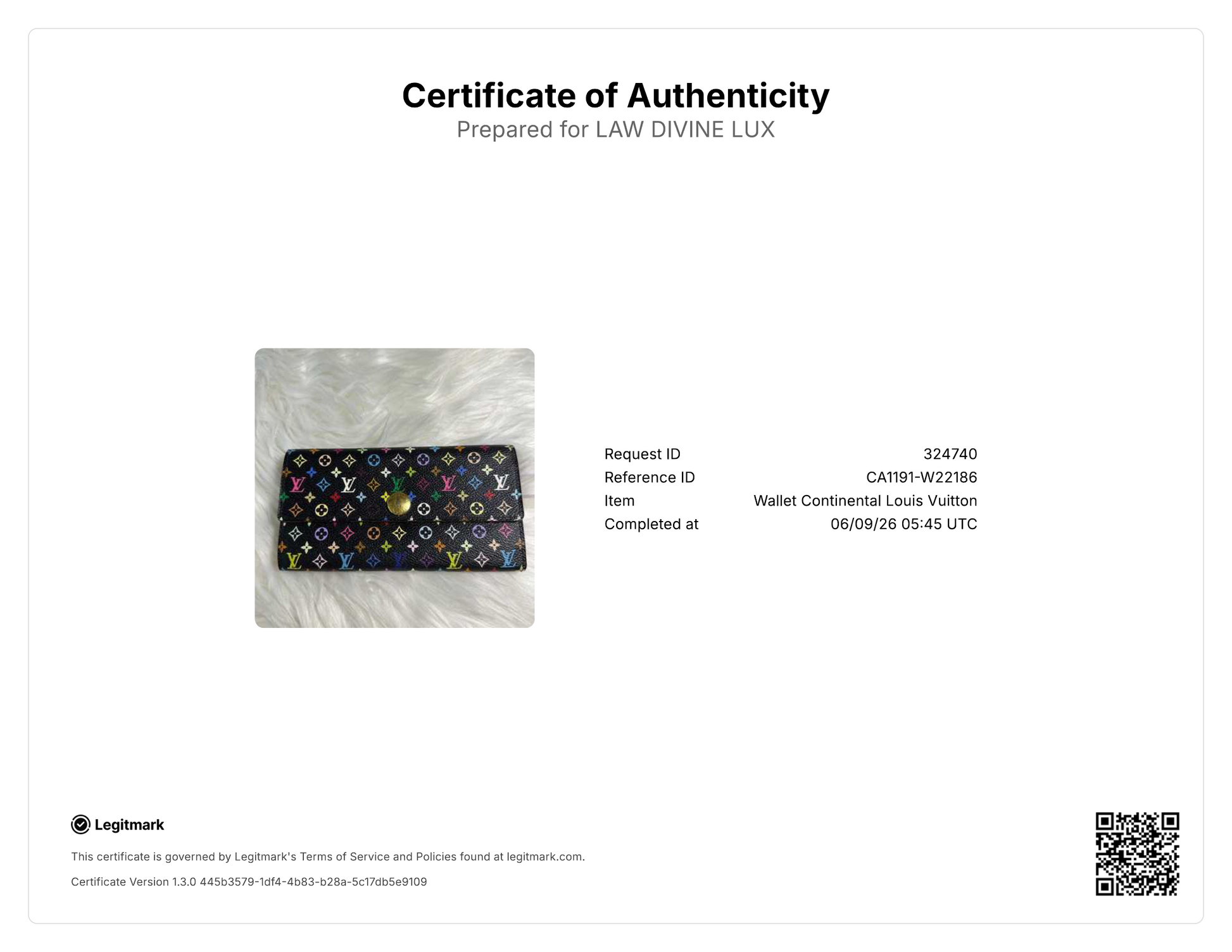 Louis Vuitton Monogram Multicolore Sarah Wallet W22186