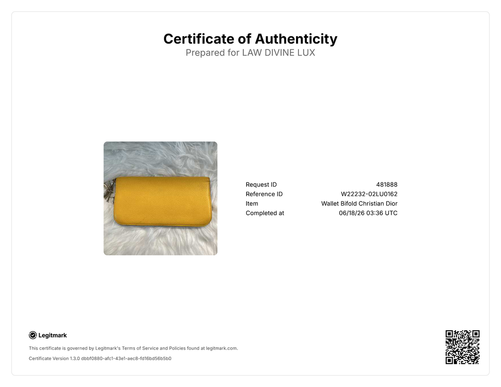Christian Dior Lady Charm Round Zipper Long Wallet Yellow W22232