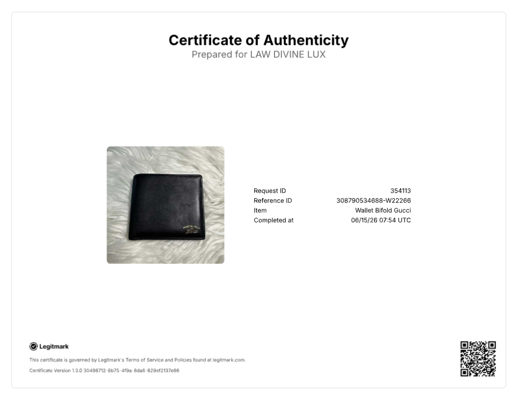 Gucci Smooth Leather Bifold Wallet with Vintage "Made in Italy by Gucci" Script W22266
