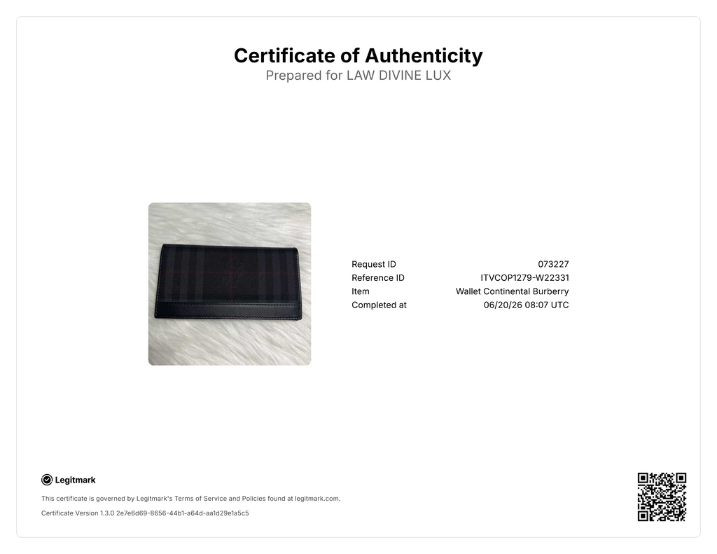 Burberry Charcoal Check London Leather Bifold Long Wallet W22331