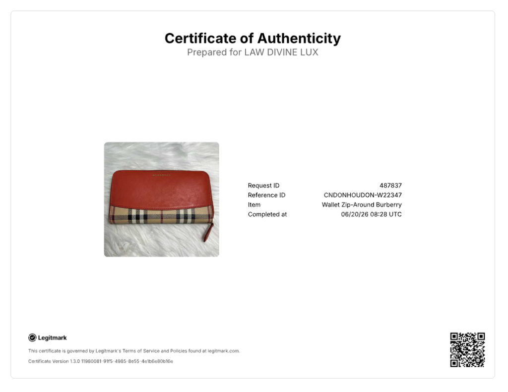 Burberry Haymarket Check & Leather Zip Around Wallet W22347