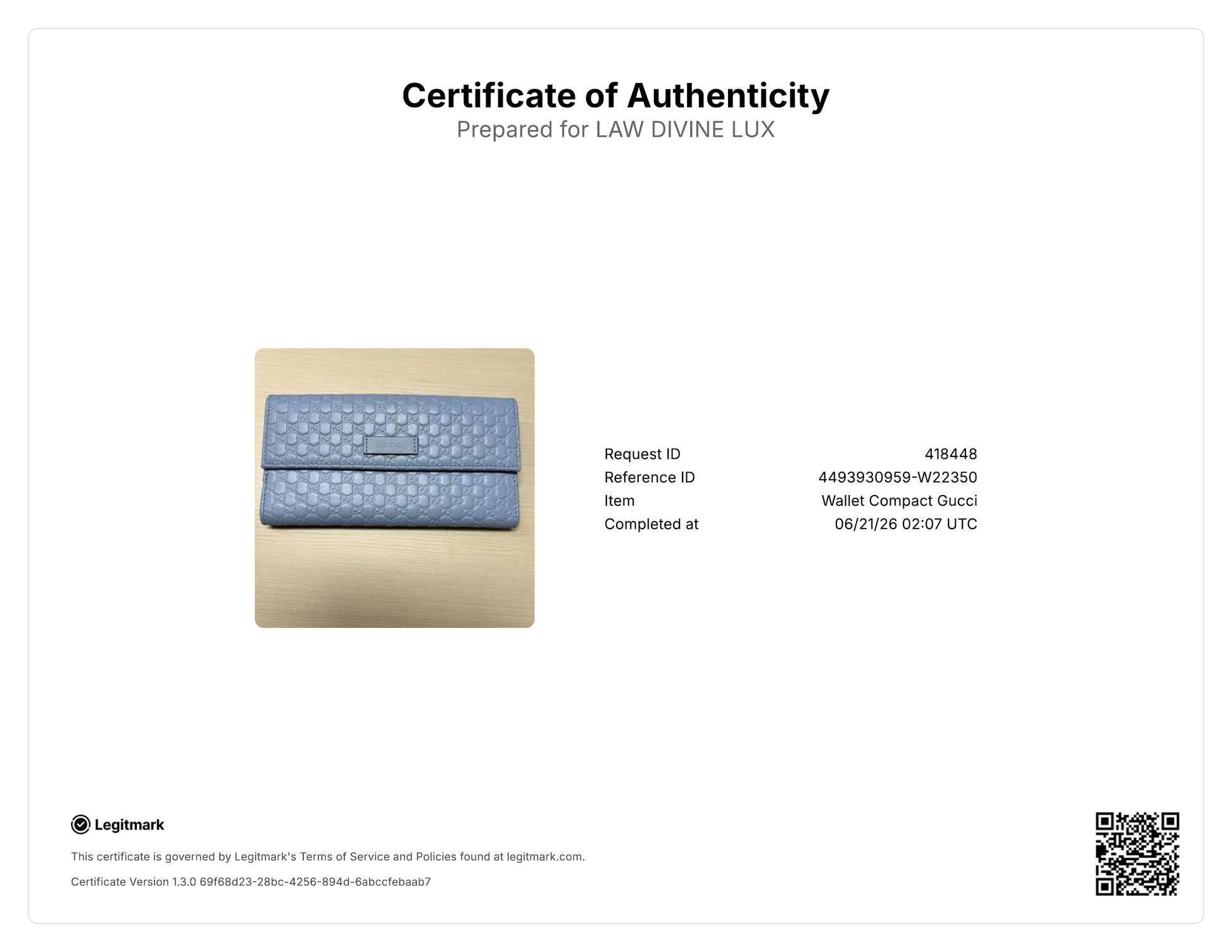 Gucci Microguccissima Leather Continental Flap Wallet Light Blue W22350