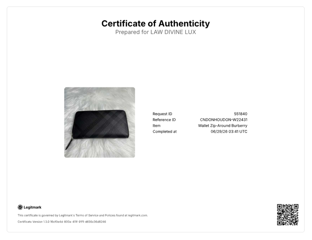 Burberry Charcoal London Check Zip Around Wallet Black W22431