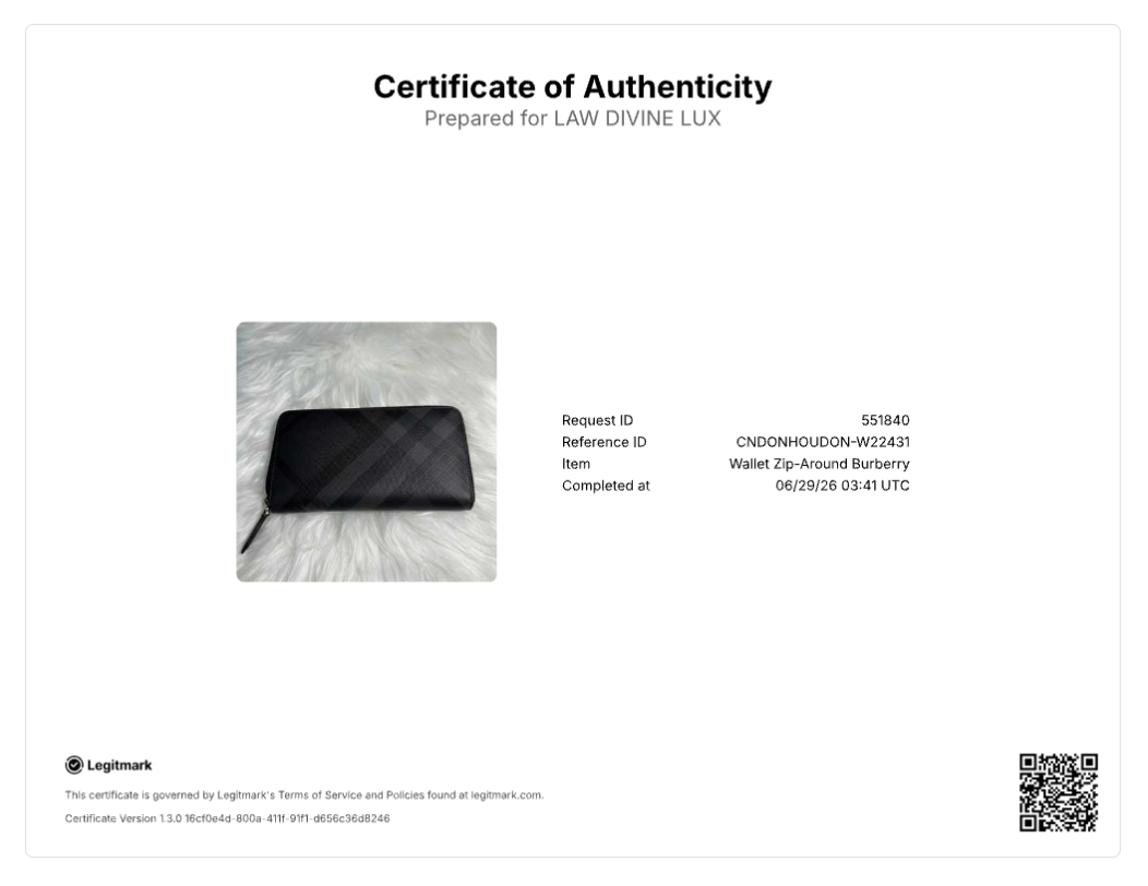 Burberry Charcoal London Check Zip Around Wallet Black W22431