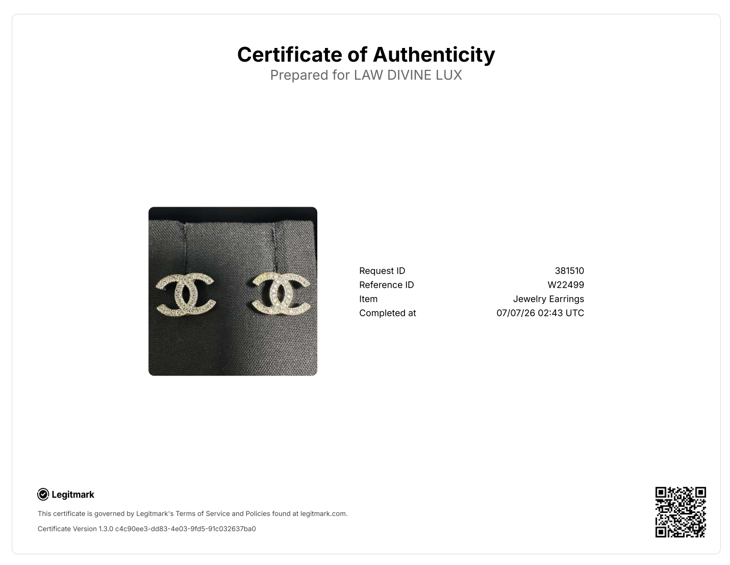 Chanel Classic Silver CC Crystal Stud Earrings twins W22499
