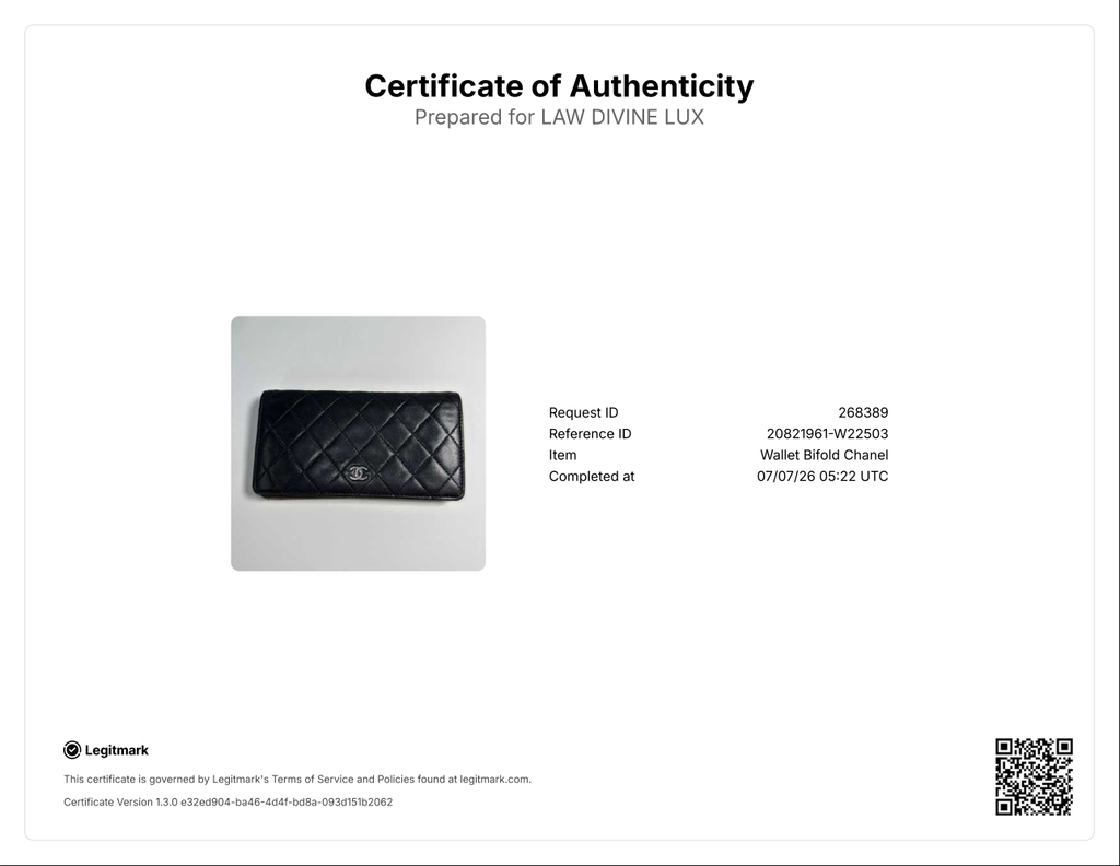 Black Calf Leather Quilted Timeless Bifold Long Wallet W22503
