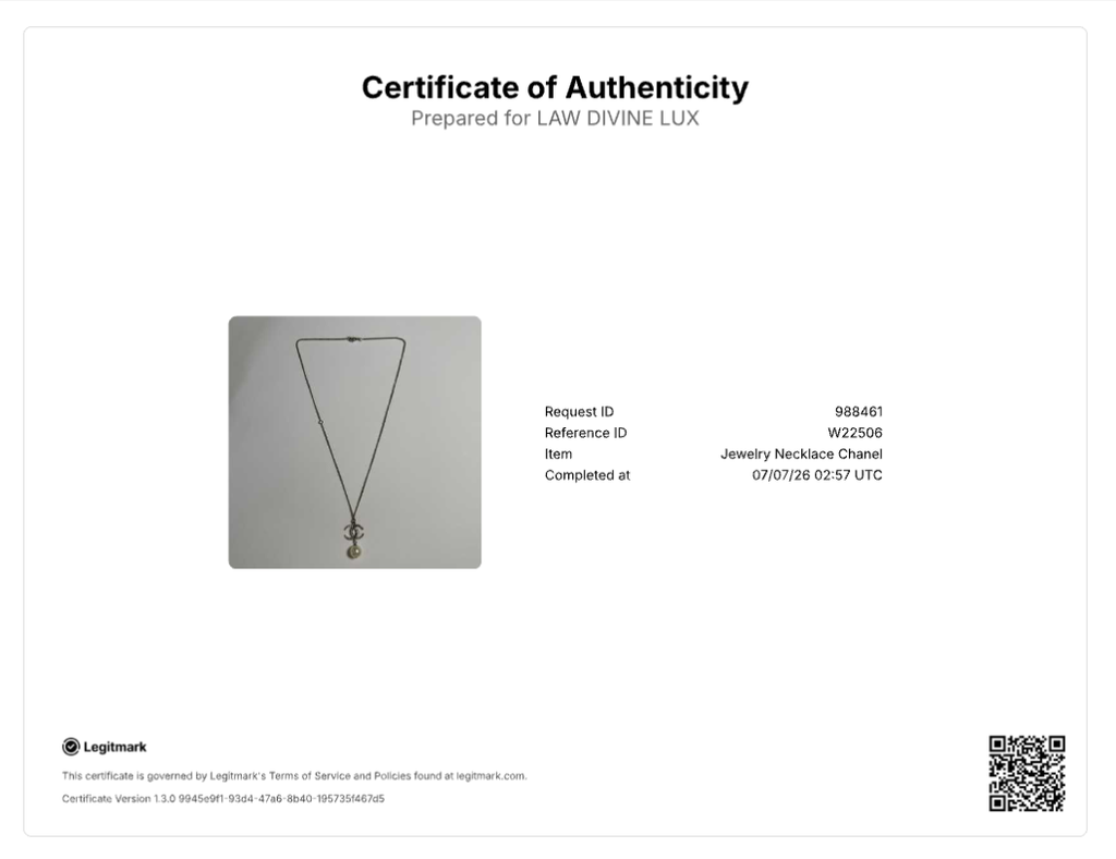 Crystal CC Pearl Drop Necklace Silver W22506