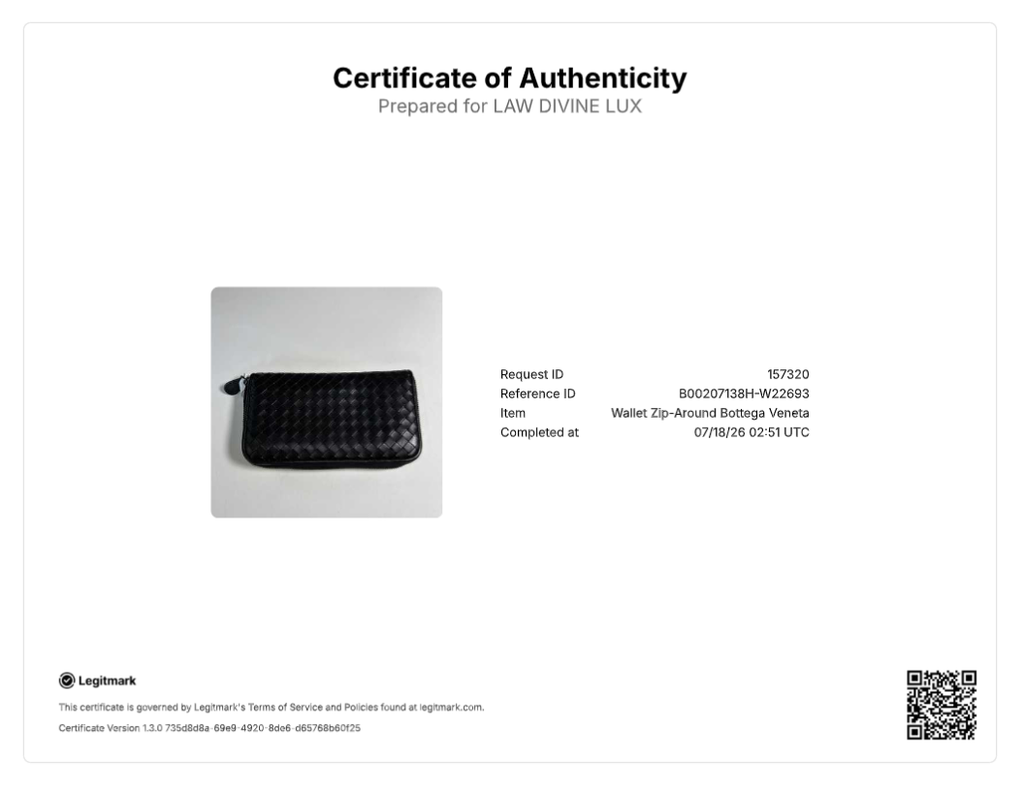 Black Intrecciato Woven Nappa Leather Zip Around Wallet W22693