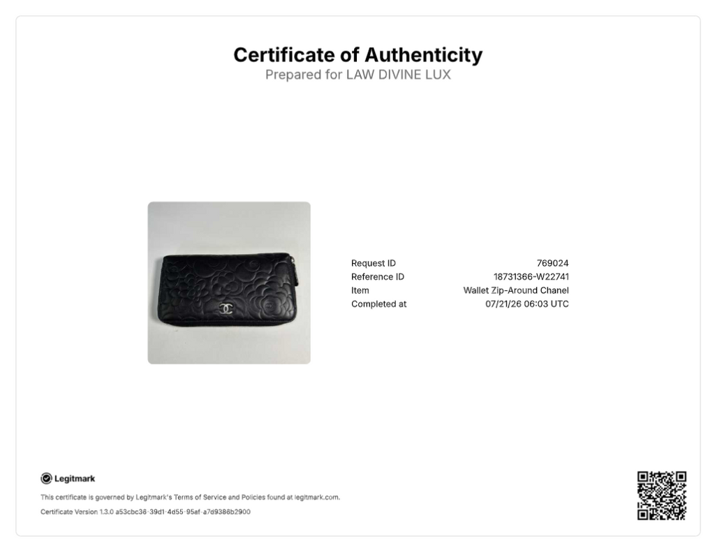 Chanel Camellia Embossed Lambskin Long Zip Around Wallet W22741