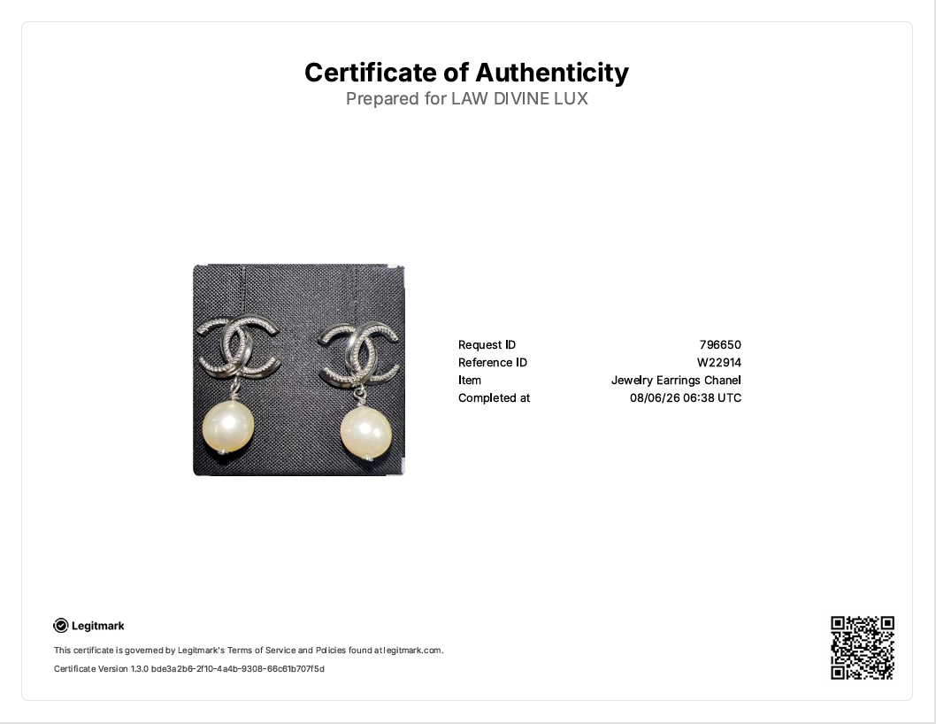 Chanel White CC Pearl Drop Earrings W22914