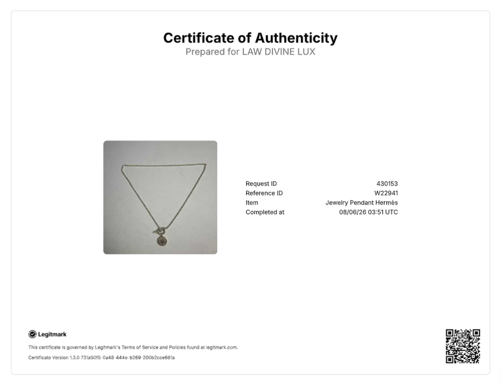 Hermes Sterling Silver Amulettes Ex-Libris Pendant Necklace W22941