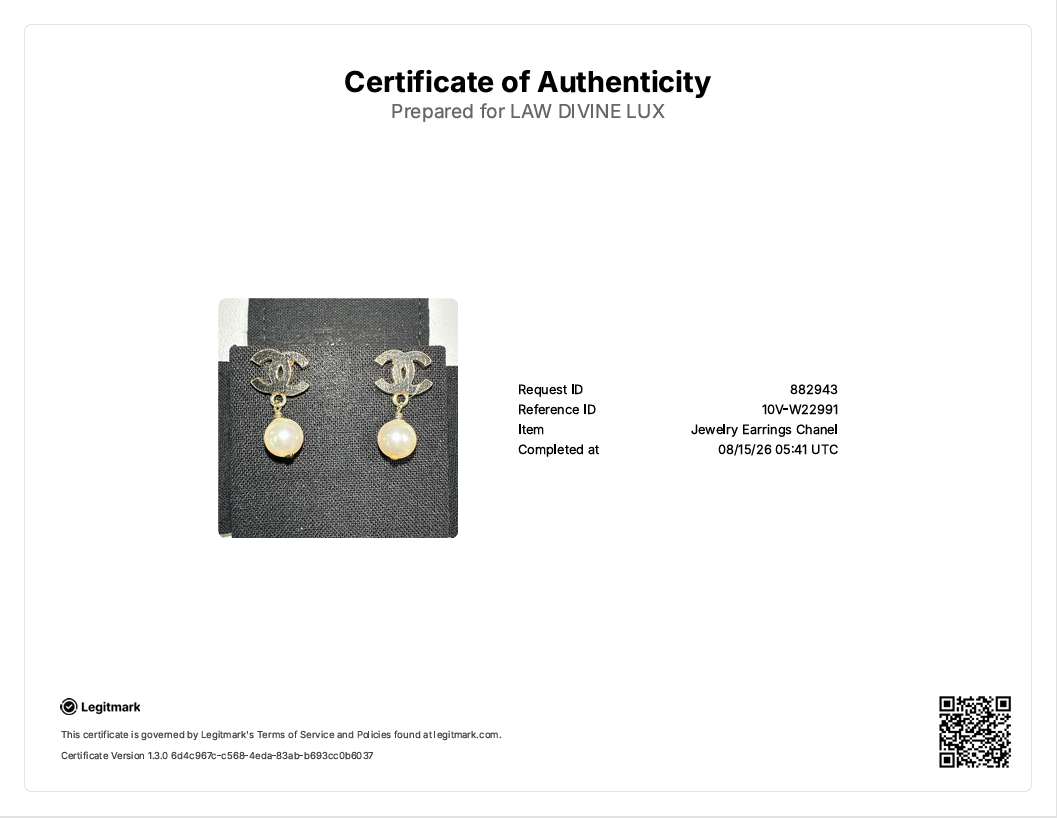 Gold Metal CC Faux Pearl Drop Earrings W22991