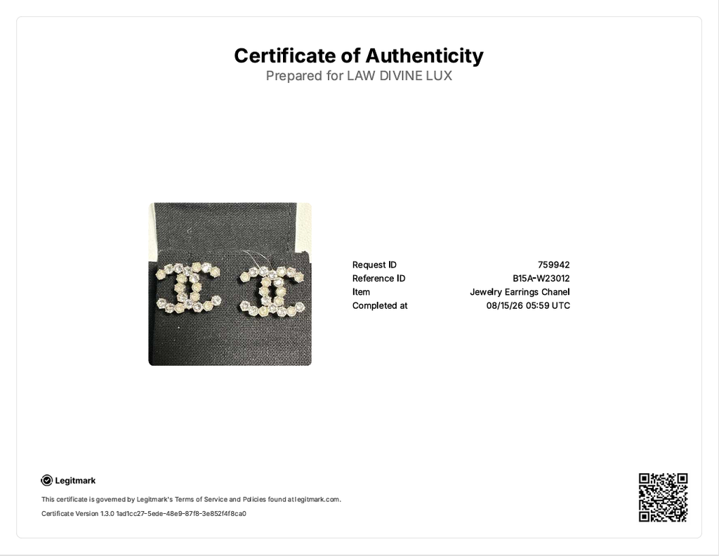 Chanel Silver Tone  CC Stud Earrings W23012