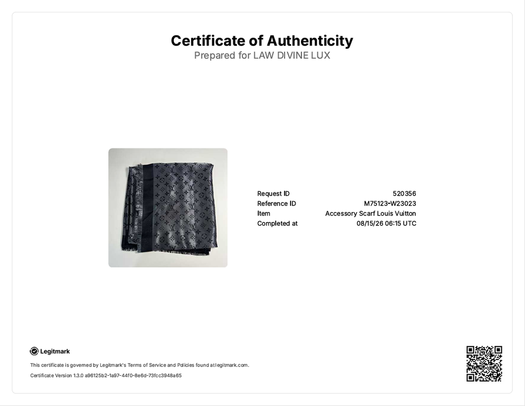 Black/Silver Monogram Silk/Wool Shine Shawl Scarf W23023