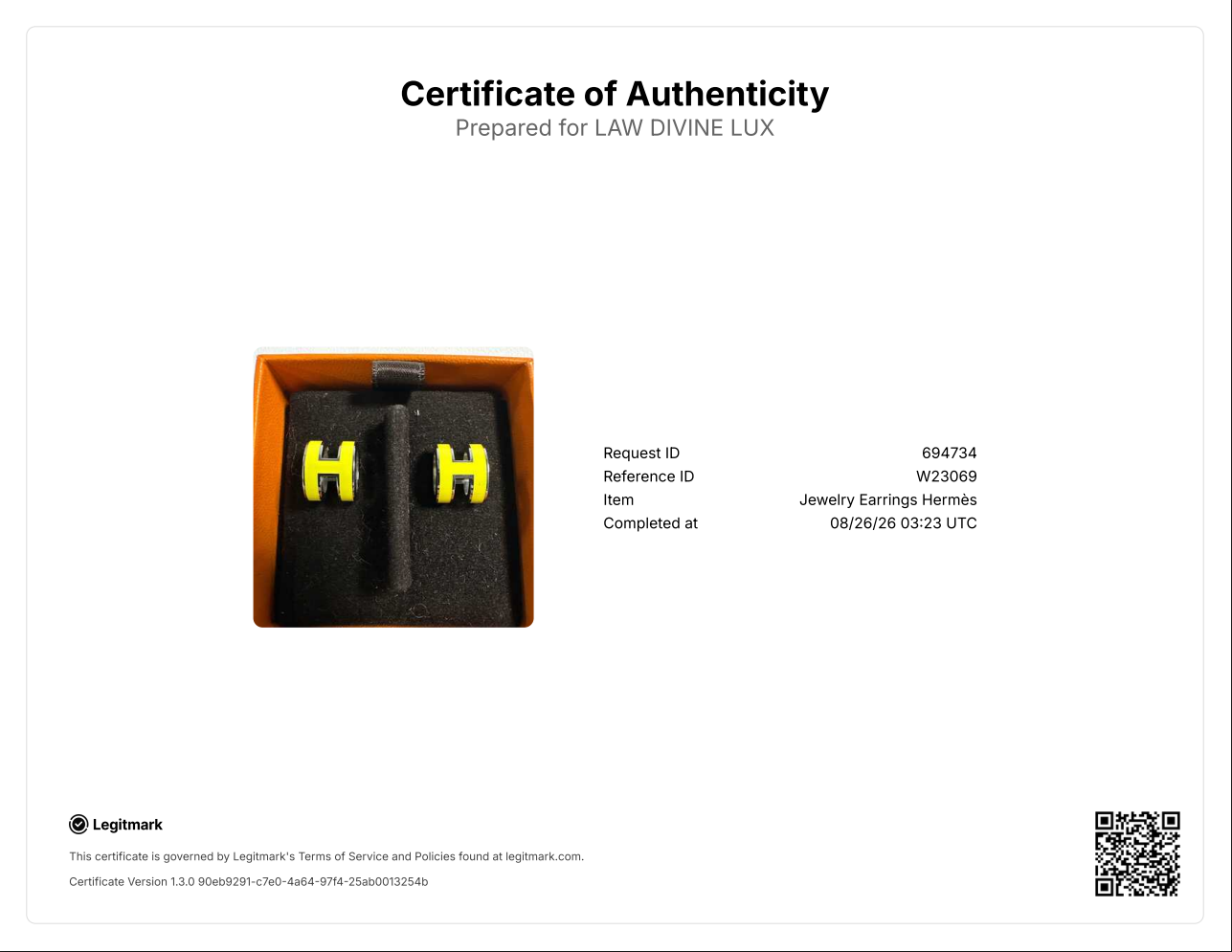 Hermès Palladium Lacquered Pop H Earrings Jaune Sature W23069