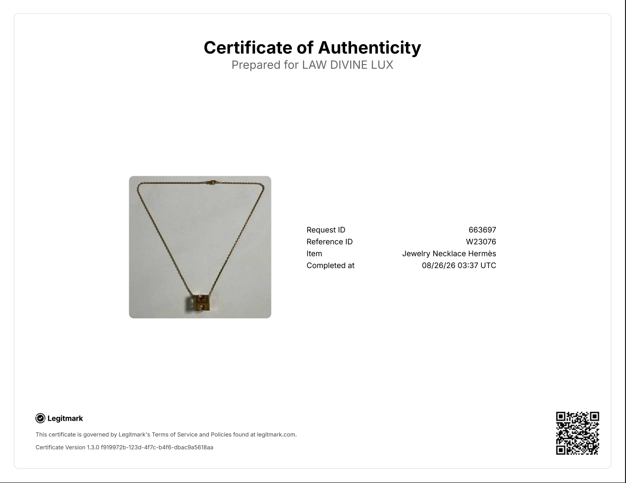 Hermès Cage d'H Cube Pendant Necklace W23076