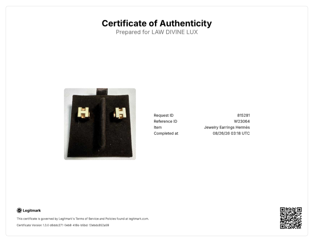 Hermès Rose Gold Lacquered Cage d'H Earrings White W23077