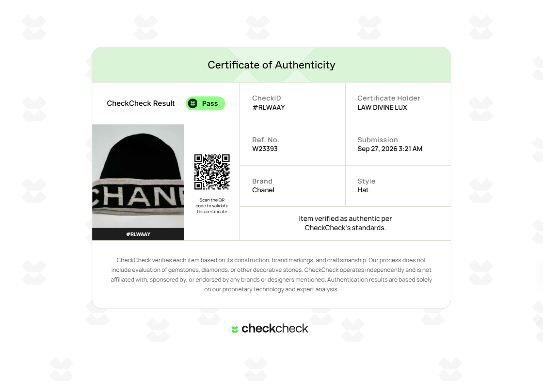 Chanel Cashmere Black & White Logo Beanie W23393