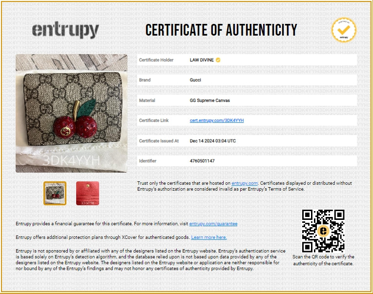 Cherries French Wallet GG Coated Canvas Compact