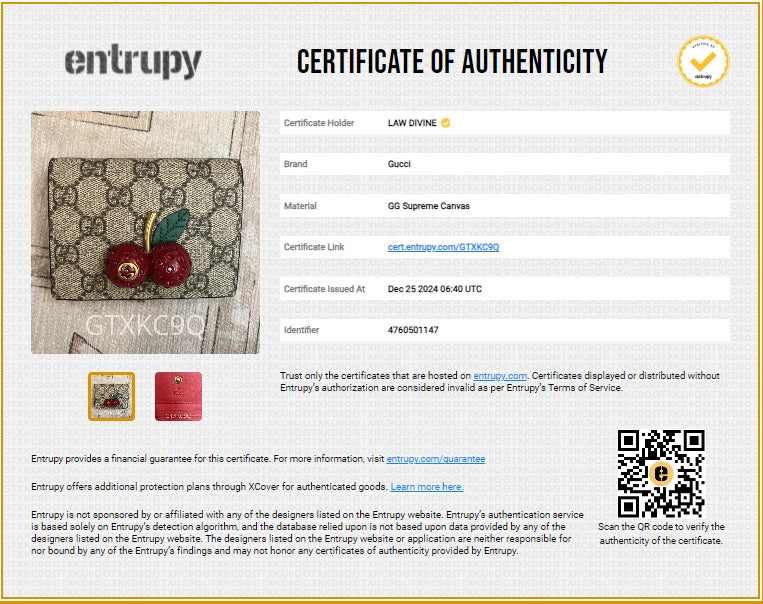 Cherries French Wallet GG Coated Canvas Compact