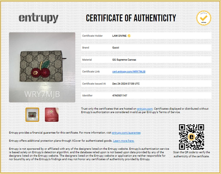 Cherries French Wallet GG Coated Canvas Compact