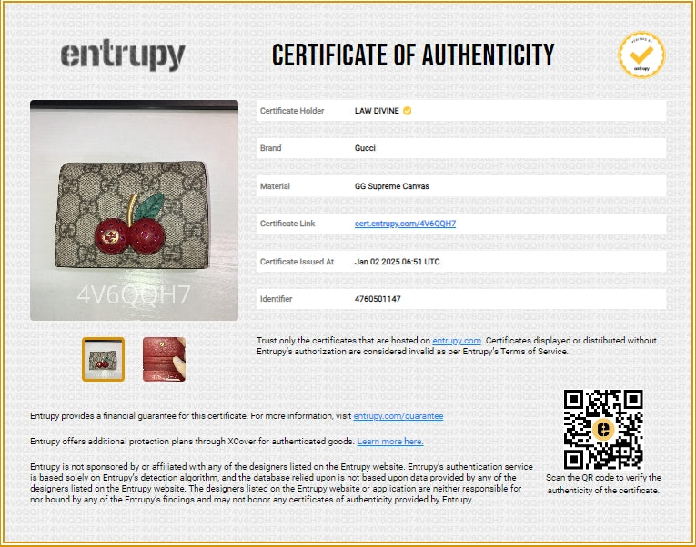 Cherries Flap Card Case Guccissima Leather