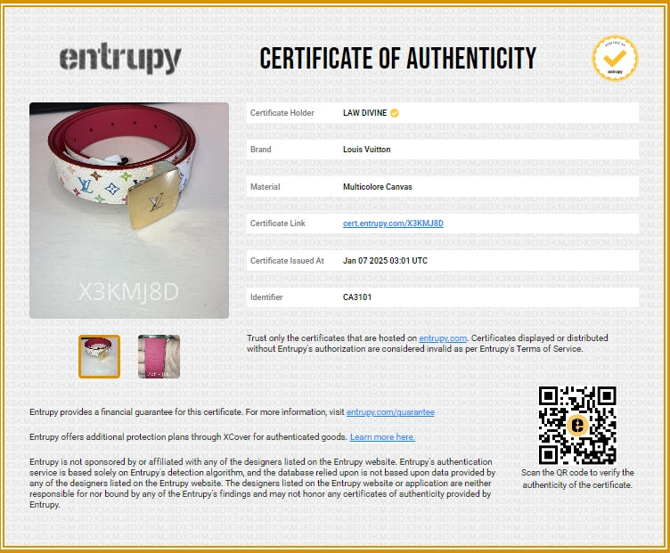 Ceinture Carre Belt Monogram Multicolor Thin 90